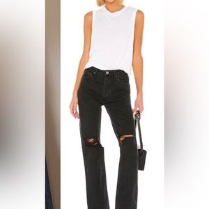Re/done black straight leg jeans